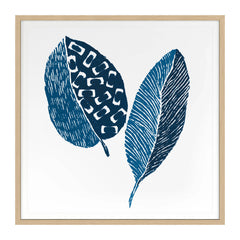 Indigo Block Print Leaf 3 Wall Art