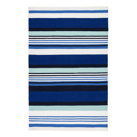 Sunny Stripe Blue Handwoven Indoor/Outdoor Rug