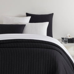 Chalk Stripe Black Matelasse Duvet Cover