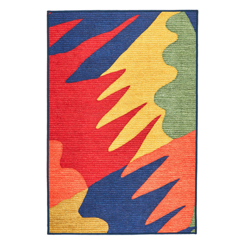 Graphic Multi Machine Washable Rug