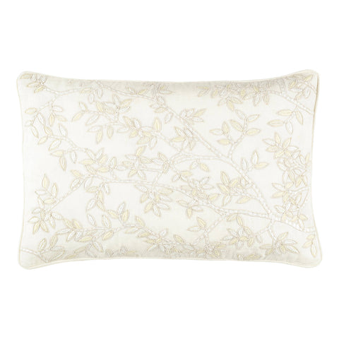 Harriet Embroidered Ivory Decorative Pillow Cover