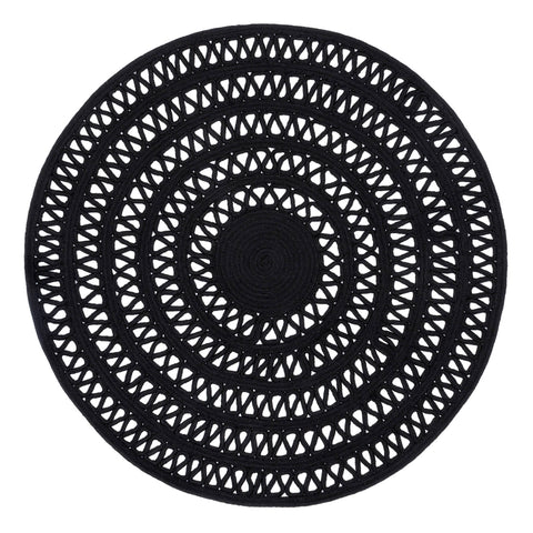 Bowline Black Handwoven Indoor/Outdoor Round Rug