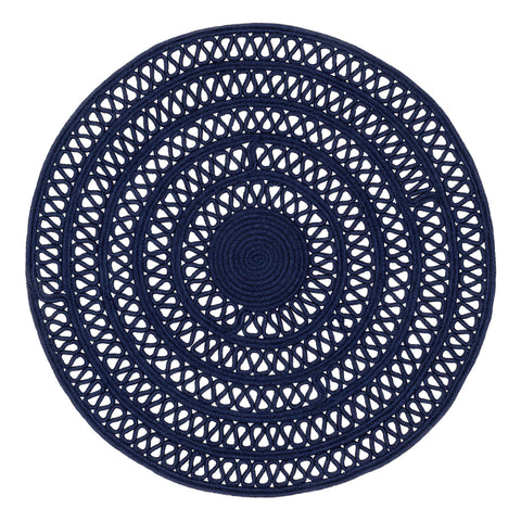 Bowline Navy Handwoven Indoor/Outdoor Round Rug