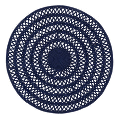 Bowline Navy Handwoven Indoor/Outdoor Round Rug