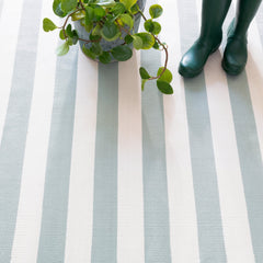 Catamaran Stripe Light Blue/Ivory Handwoven Indoor/Outdoor Rug