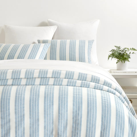 Ditsy Stripe Blue Duvet Cover Set