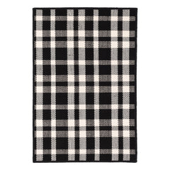 Tattersall Black Handwoven Indoor/Outdoor Custom Rug