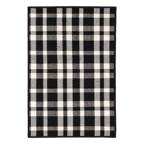 Tattersall Black Handwoven Indoor/Outdoor Custom Rug