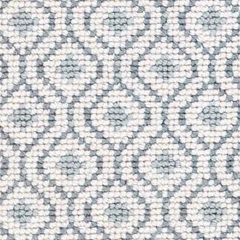 Bayberry Ivory/Denim Woven Wool Custom Rug Swatch With Attached Rug Pad