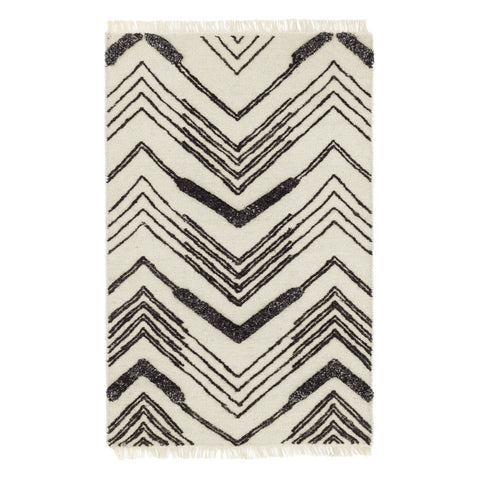 Tasha Ivory/Black Handwoven Wool Rug