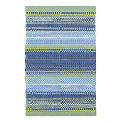 Fiesta Stripe French Blue/Green Handwoven Indoor/Outdoor Rug