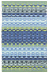 Fiesta Stripe Handwoven Indoor/Outdoor Rug | French Blue/Green
