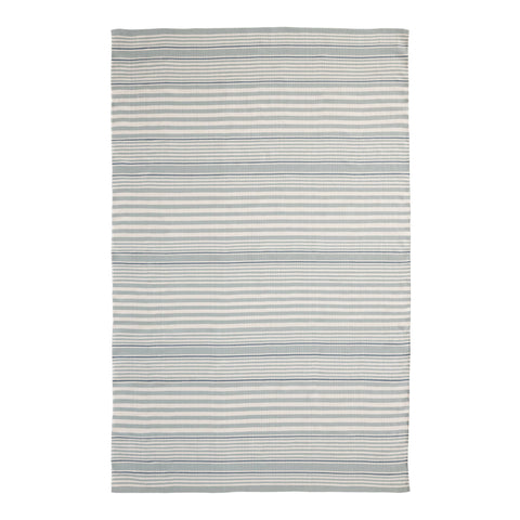 Rugby Stripe Light Blue Handwoven Indoor/Outdoor Rug