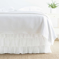 Savannah Linen Gauze White Tier Ruffle Bed Skirt