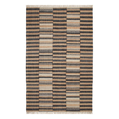 Ravel Stripe Black Handwoven Wool Rug