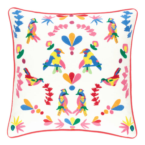 Bird is the Word Embroidered Multi Decorative Pillow Cover