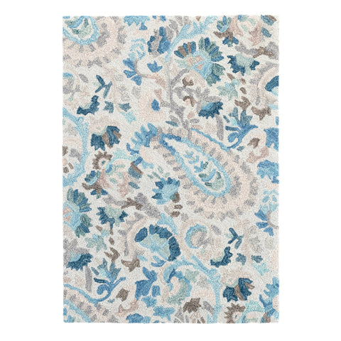 Ines Blue Hand Micro Hooked Wool Rug