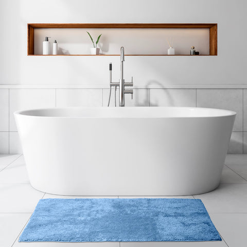 Reversible Solid Blue Bath Rug