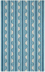 Button Hand Micro Hooked Wool Rug | Blue