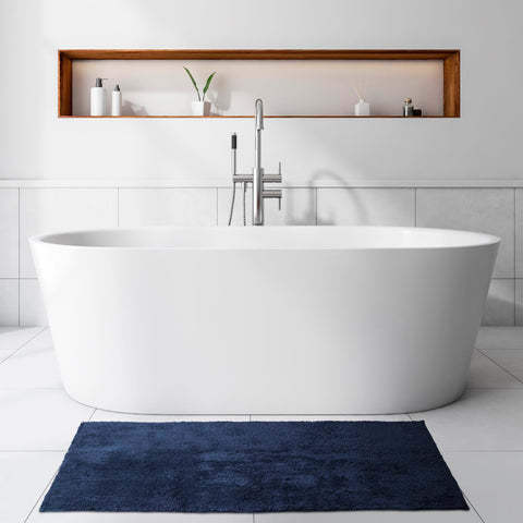 Reversible Solid Navy Bath Rug