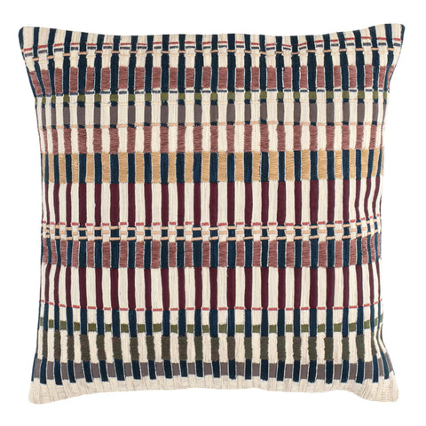 Folk Stripe Embroidered Multi Decorative Pillow Cover