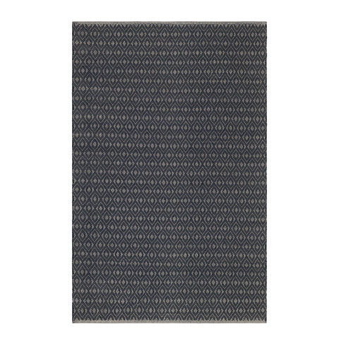 Optic Diamond Navy/Ivory Handwoven Cotton Rug