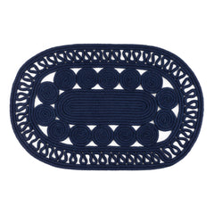 Reef Navy Handwoven Indoor/Outdoor Oval Rug