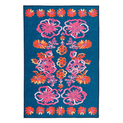 Graphic Gerbera Fuchsia Machine Washable Rug