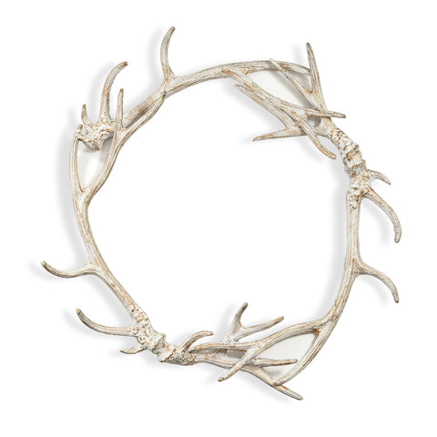 24" White Washed Antler Wreath