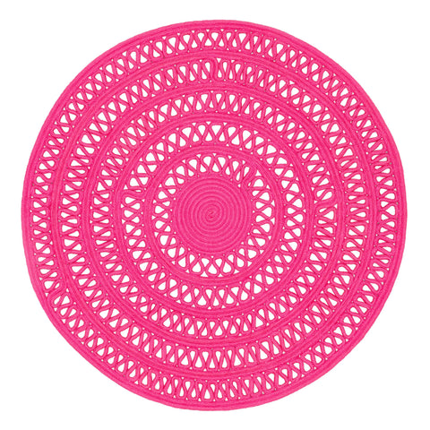 Bowline Fuchsia Handwoven Indoor/Outdoor Round Rug