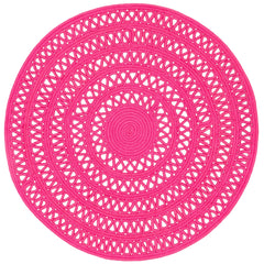 Bowline Handwoven Indoor/Outdoor Round Rug | Fuchsia