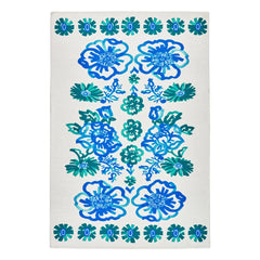 Graphic Gerbera Teal Machine Washable Rug