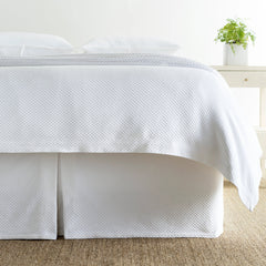 Petite Trellis White Matelasse bed skirt