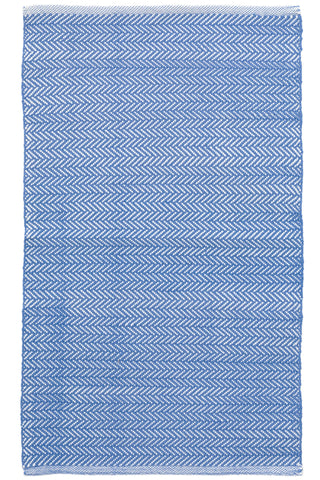 Herringbone Handwoven Indoor/Outdoor Rug | French Blue/White