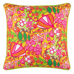 Psychedelic Floral Yellow Indoor/Outdoor Decorative Pillow Cover