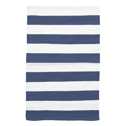 Catamaran Stripe Denim/White Handwoven Indoor/Outdoor Rug