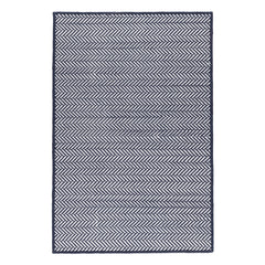 Herringbone Indigo/White Handwoven Indoor/Outdoor Custom Rug