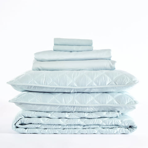 Silken Solid Robin's Egg Blue Core Bedding Bundle | None