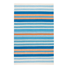 Wavy Stripe Navy Handwoven Cotton Rug