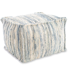 Denim Rag Woven Pouf