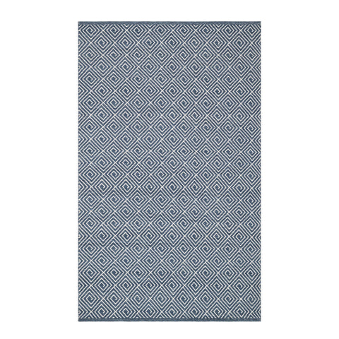 Geo Diamond Blue/Ivory Handwoven Wool Rug