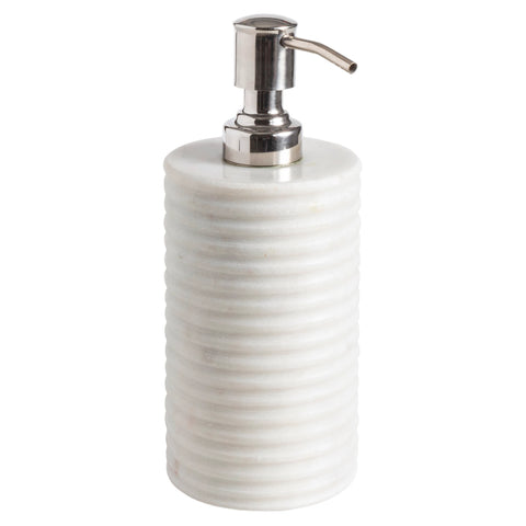 White Ribbed Marble Soap Bottle