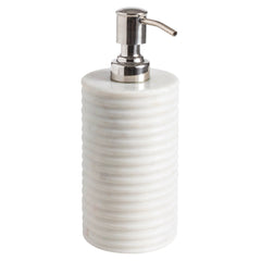 White Ribbed Marble Soap Bottle