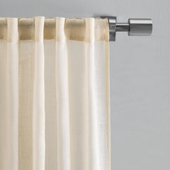 Textured Solid Natural Curtain Panel Pair