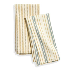 Mixed Stripe Natural Tea Towel Set of 2