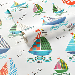 Sailboats Multi Wallpaper Swatch