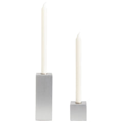 Metallic Silver Wooden Candle Holder