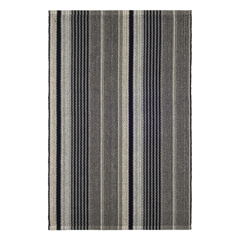 Alfie Ticking Black Handwoven Cotton Rug