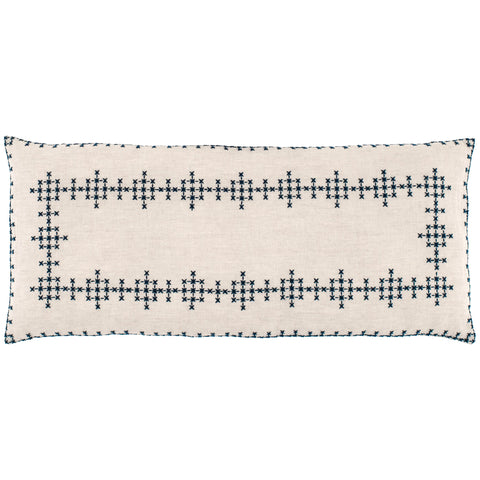Cross-Stitch Linen Navy Decorative Pillow Cover