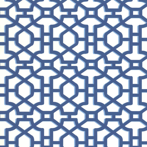 Chinois Lattice Navy Wallpaper Swatch